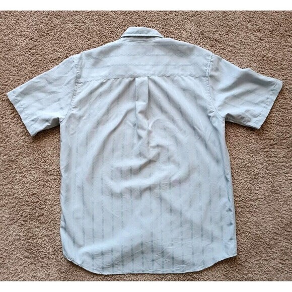 Quicksilver Button Up Shirt Men's Size Small Petite Striped Blue Short Sleeve - Picture 4 of 6